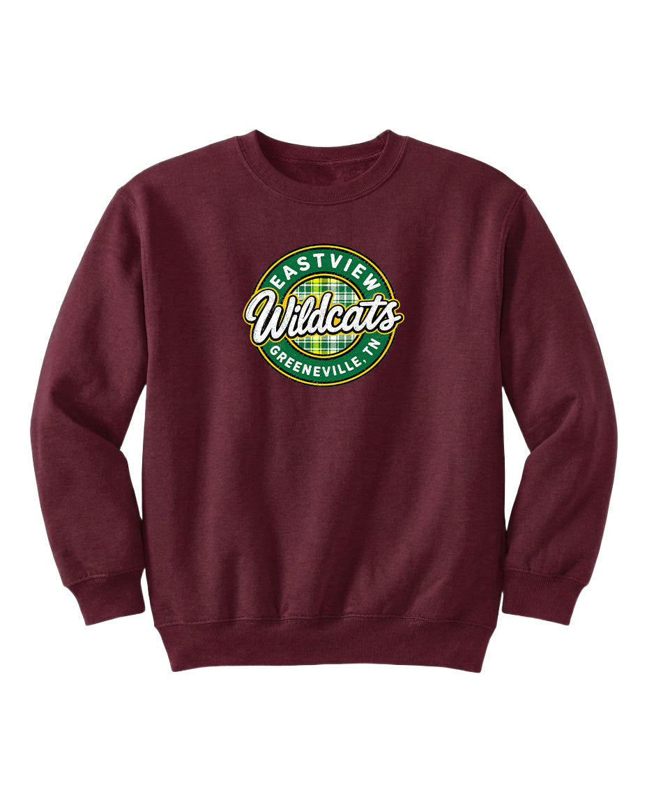 A burgundy sweatshirt with a circular logo on the front that says "BEASTVIEW WILDCATS GREENEVILLE, TENN."