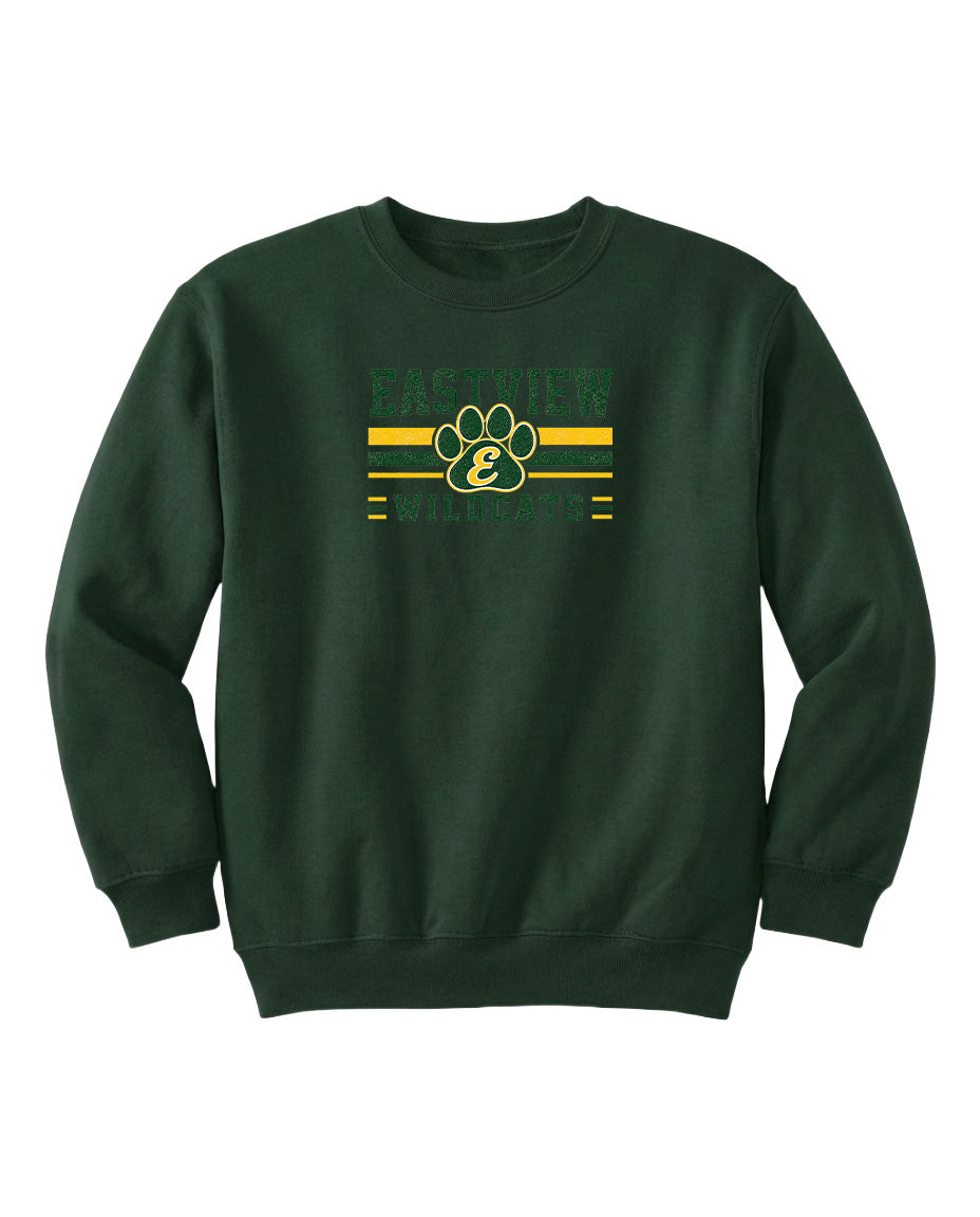 A dark green sweatshirt with a graphic design on the front.