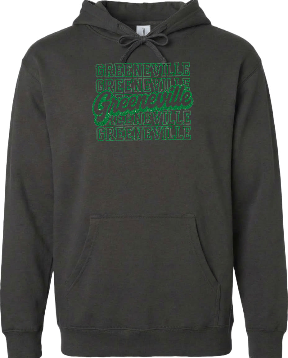 A black hoodie with a green graphic design on the front.