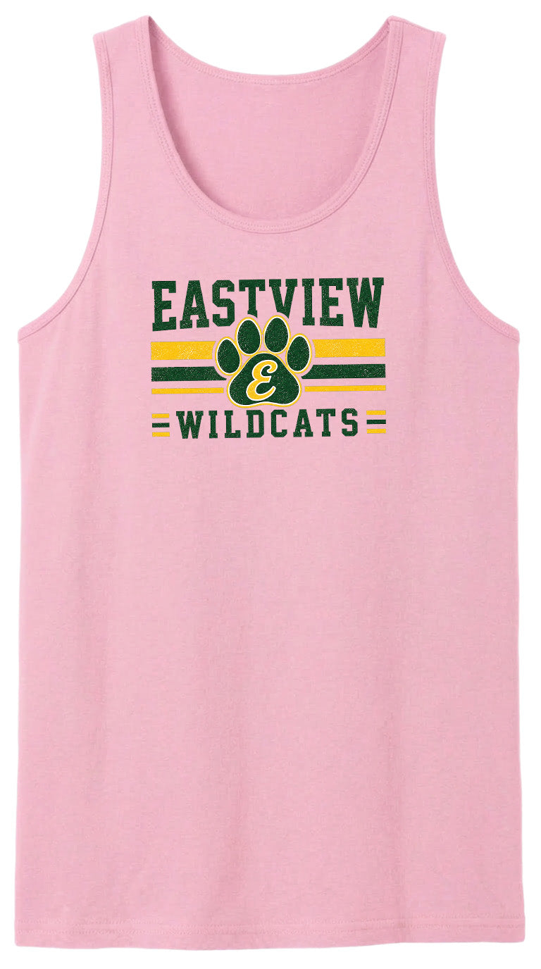 A pink tank top with the text "EASTVIEW WILDCATS" printed on it.
