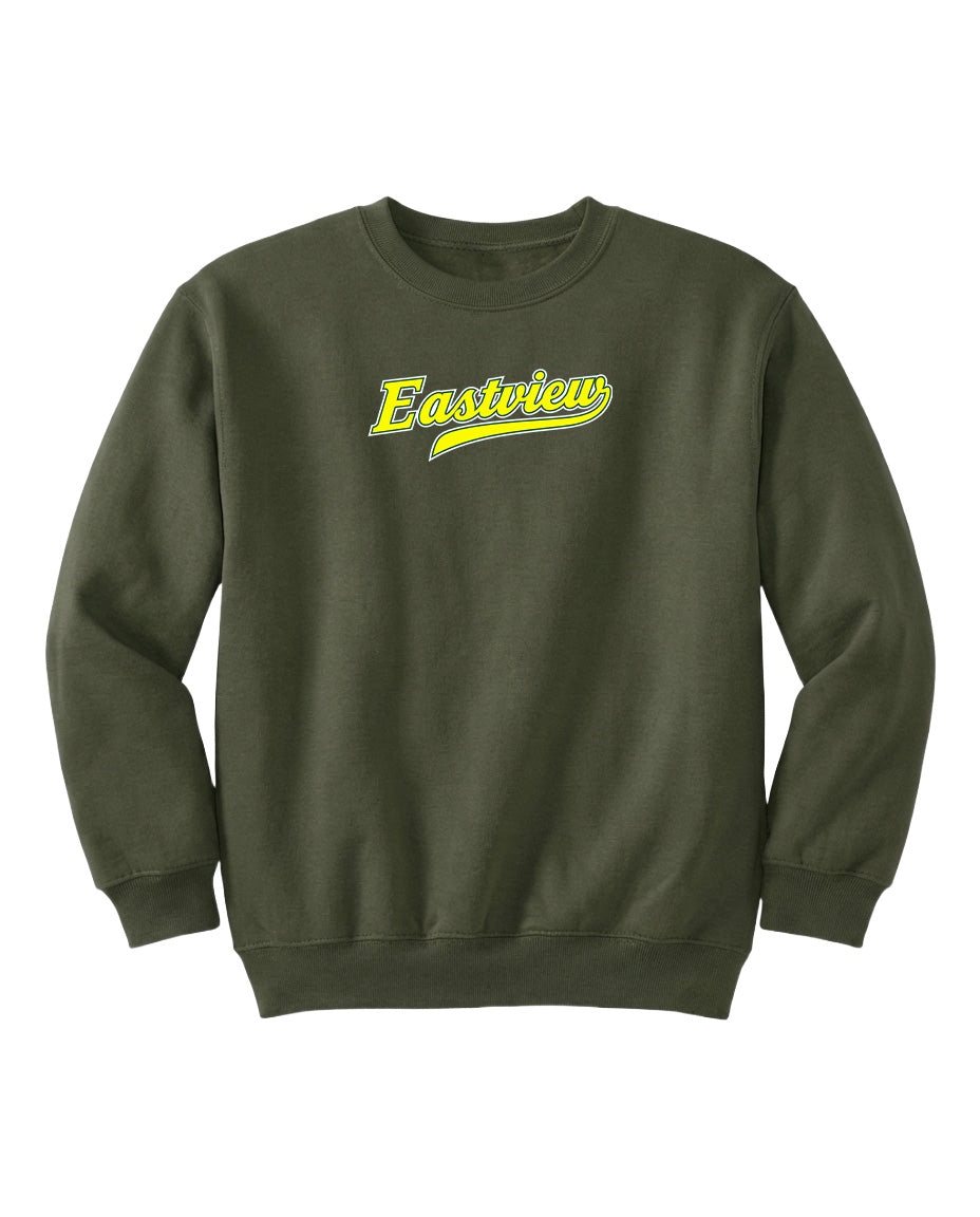A dark green sweatshirt with the word "Eastview" printed in yellow on the front.