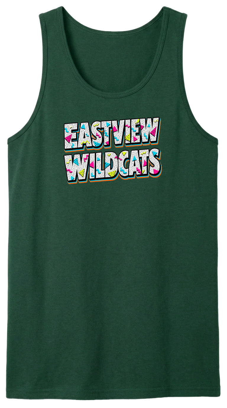 A green tank top with the text "EASTVIEW WILDCATS" printed on it.