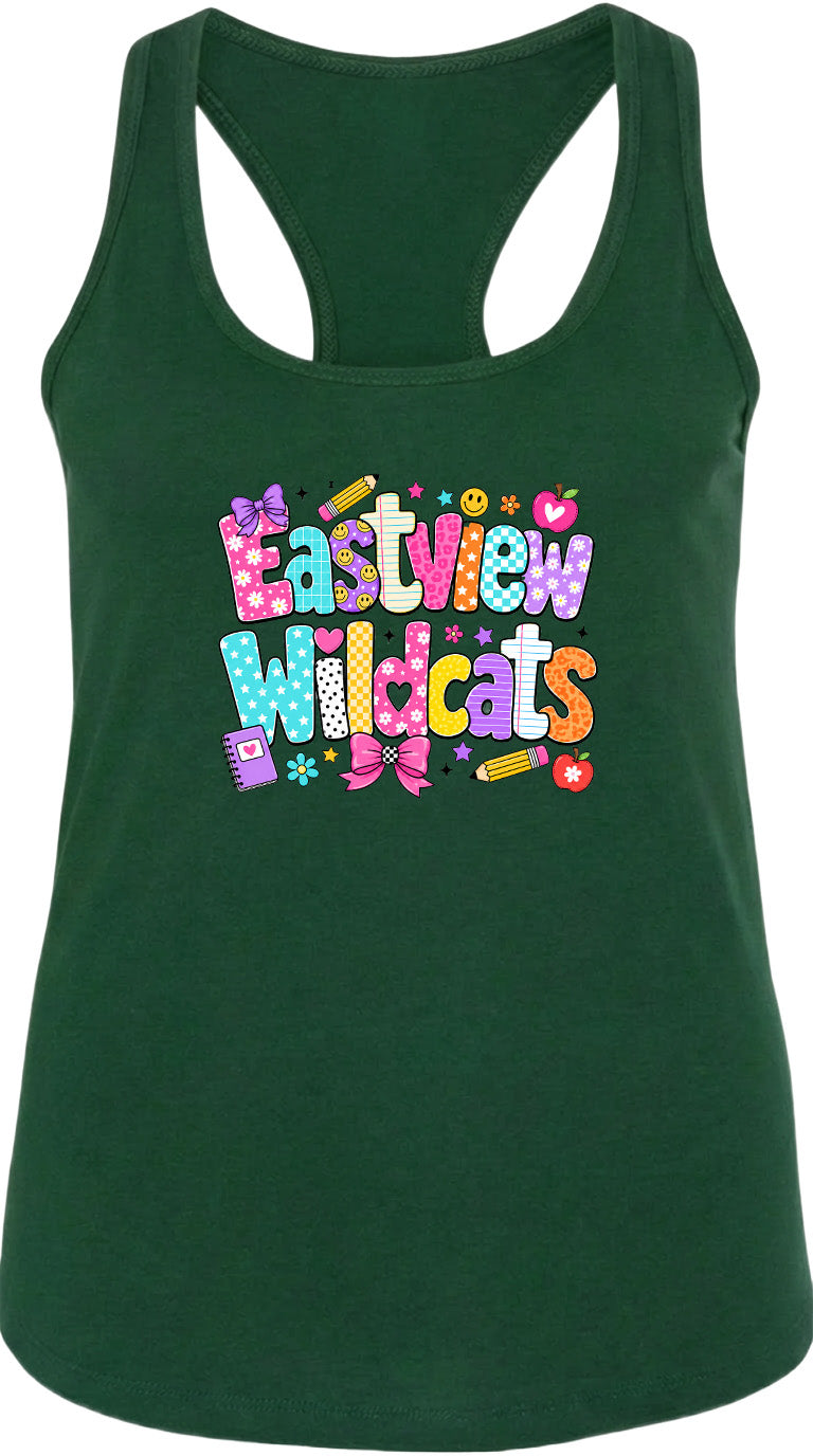 A green tank top with the text "Eastview Wildcats" printed on it.