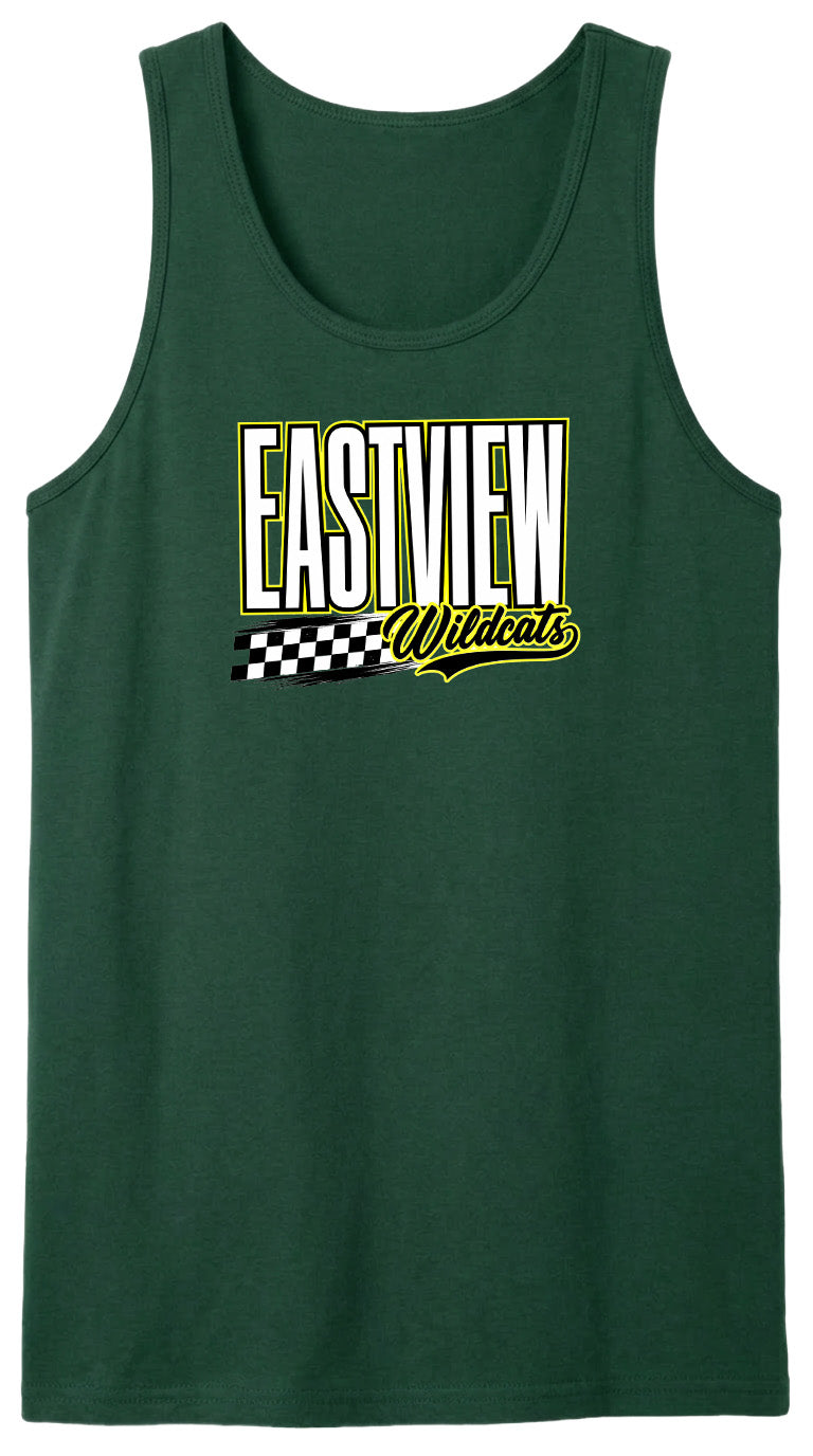 A green tank top with a logo that says "EASTVIEW Wildcats".