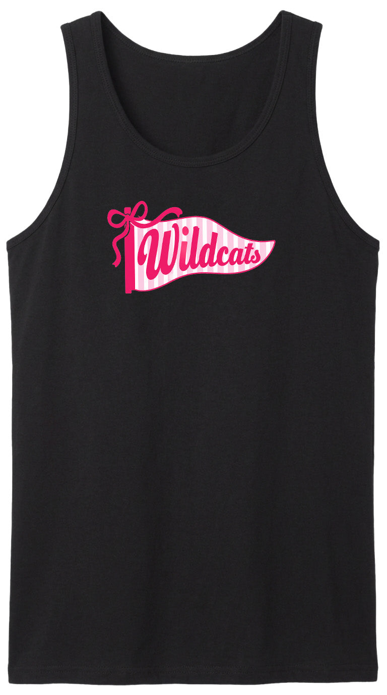 A black tank top with a pink banner that says "Wildcats" on it.