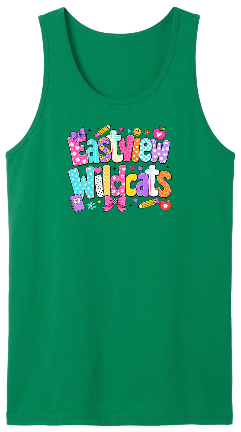 A green tank top with the text "Eastview Wildcats" printed on it.