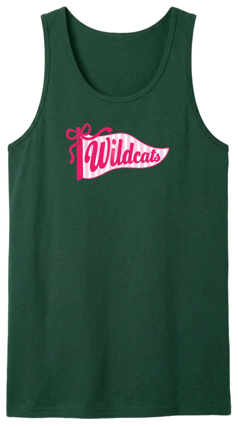 A green tank top with a pink banner that says "Wildcats" on it.