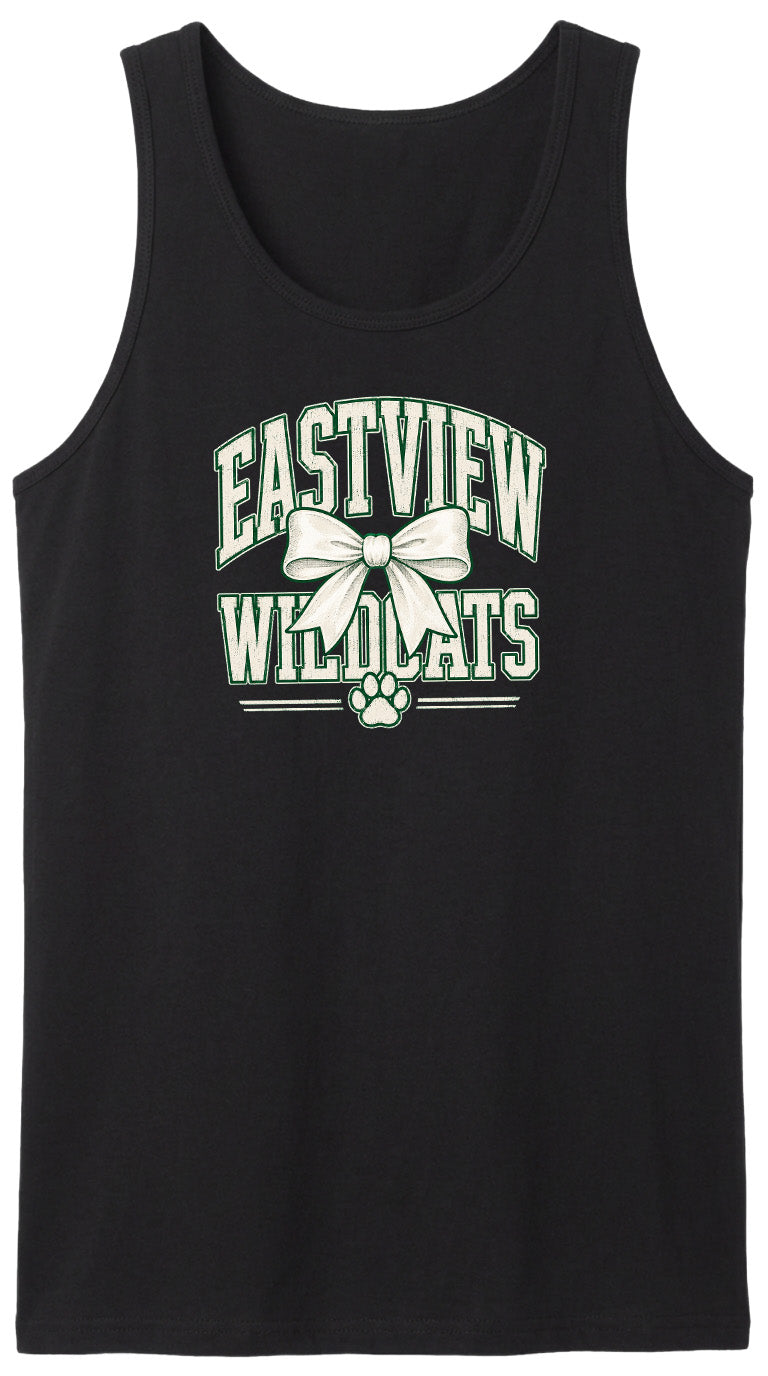A black tank top with a white graphic design on it.