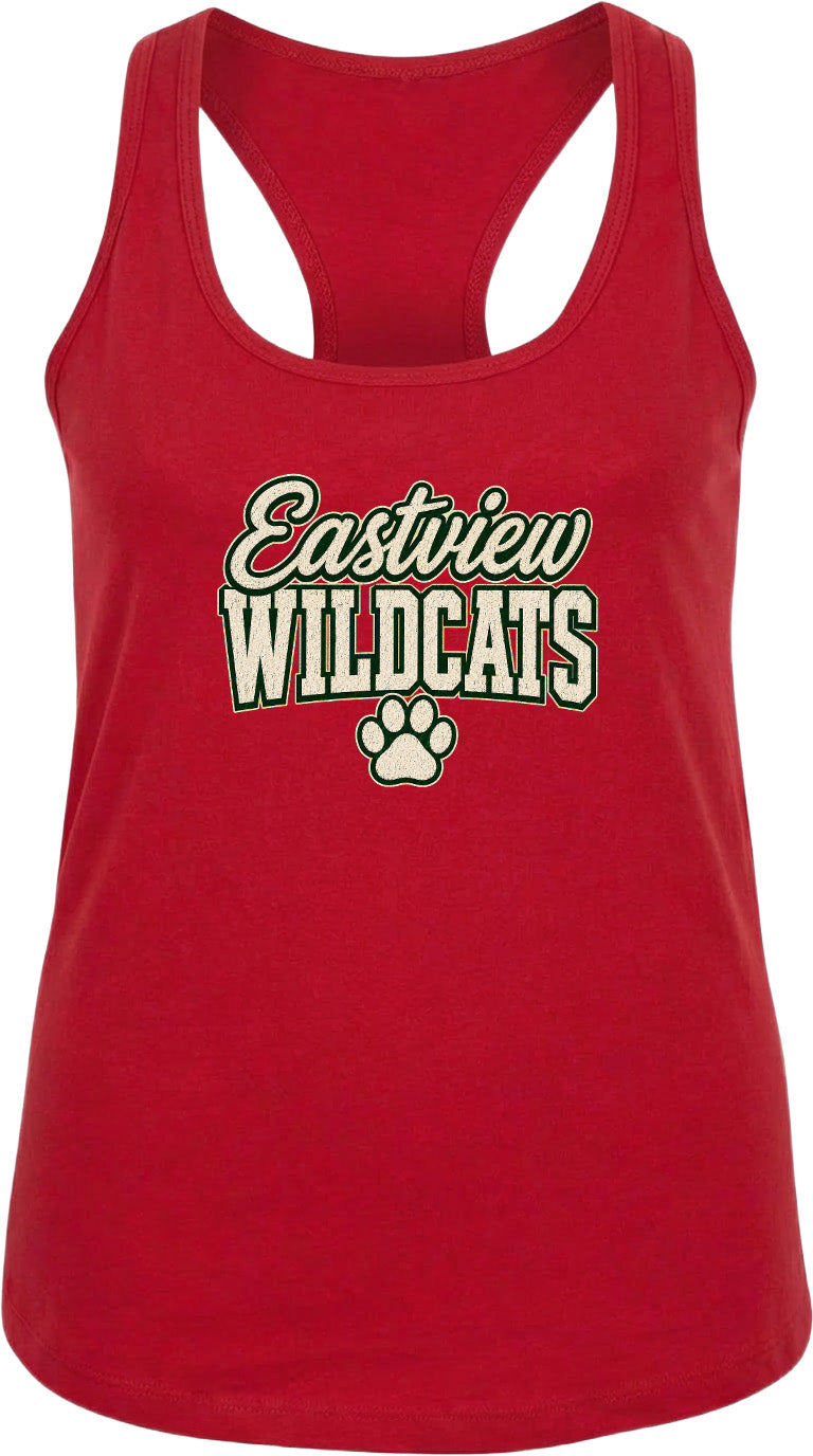 A red tank top with the text "Eastview Wildcats" printed on it.