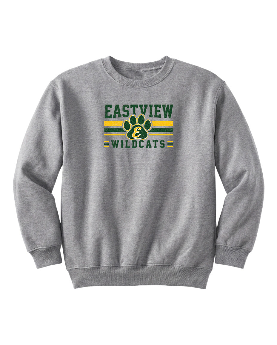 A gray sweatshirt with a logo and text on it.