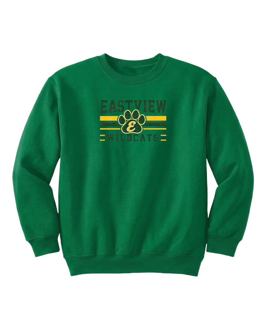 A green sweatshirt with the text "EASTVIEW WILDCATS" printed on it.