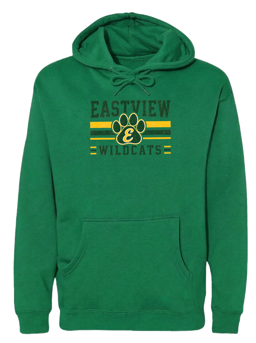 A green hoodie with the text "EASTVIEW WILDCATS" printed on it.