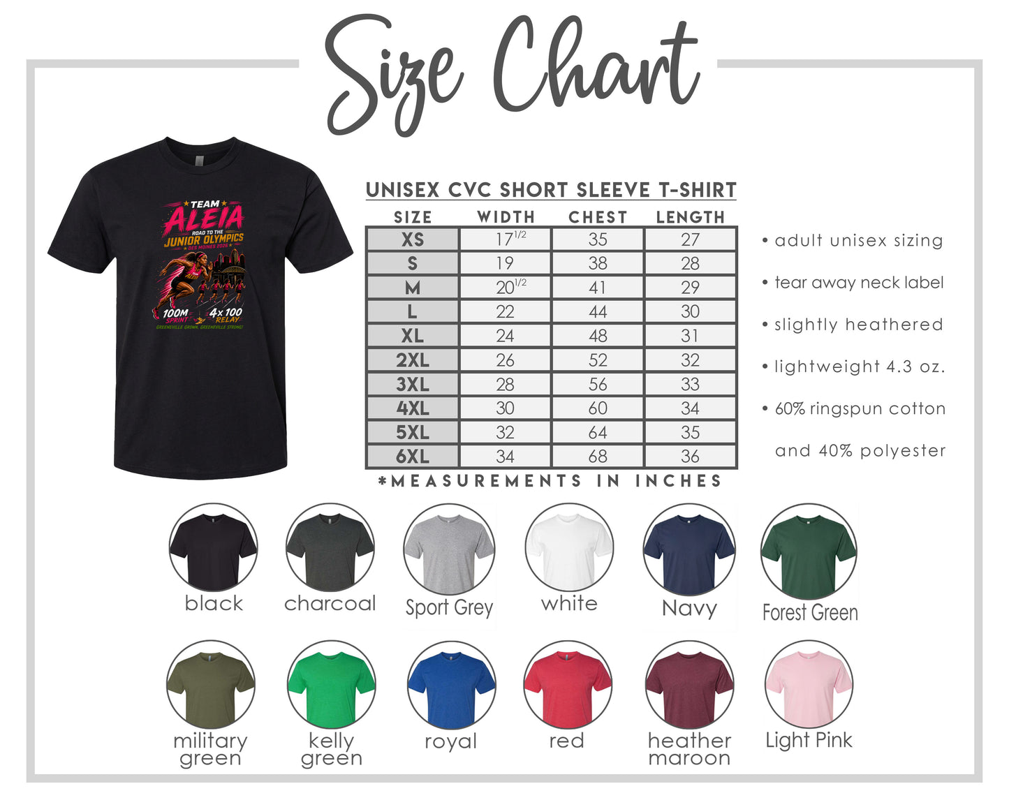ADULT Team Aleia Full Chest Logo T Shirt | Hoodie | Long Sleeve | Sweatshirt | Crew Neck | Tank Top
