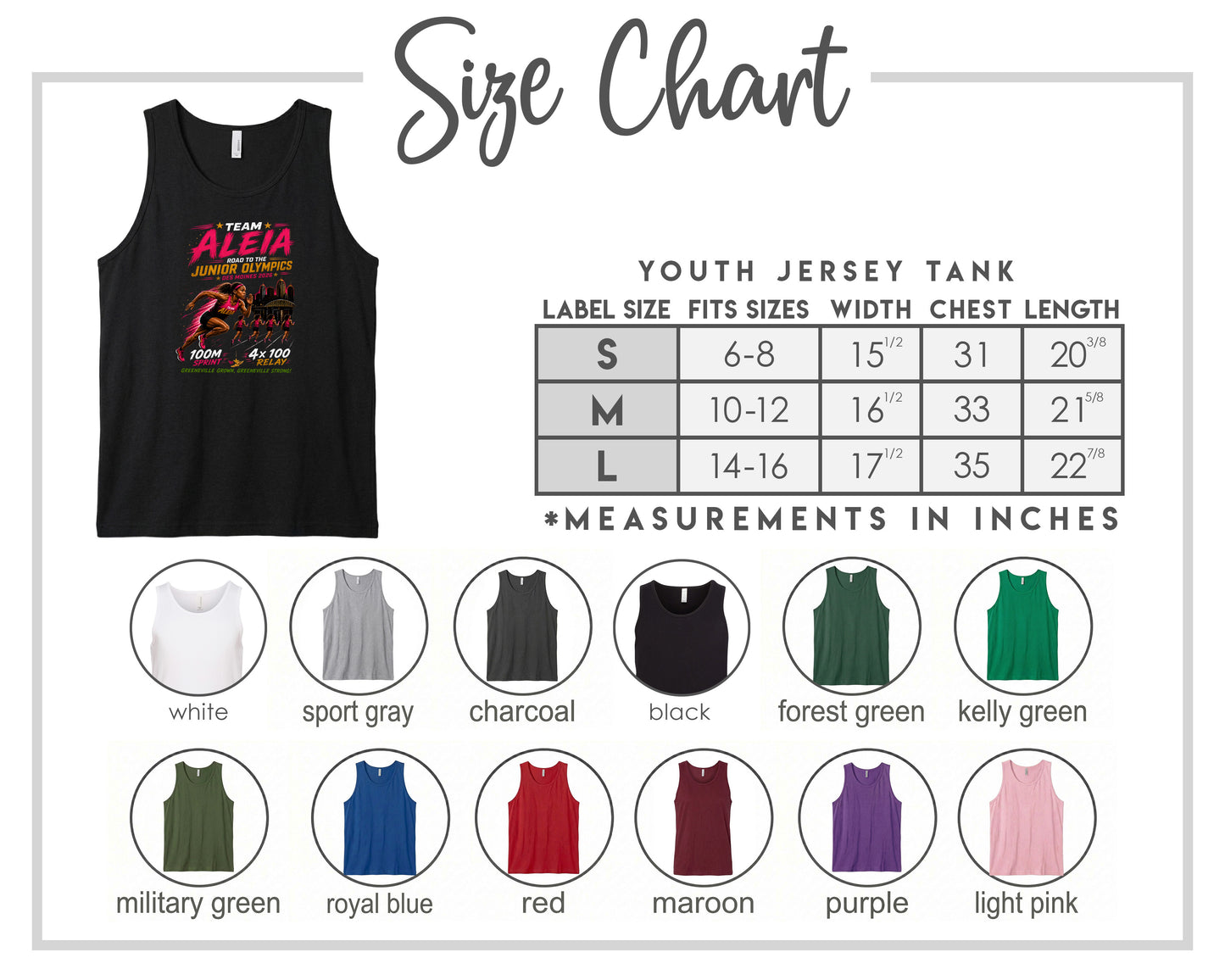 YOUTH Team Aleia Full Chest Logo T Shirt | Hoodie | Long Sleeve | Sweatshirt | Crew Neck | Tank Top