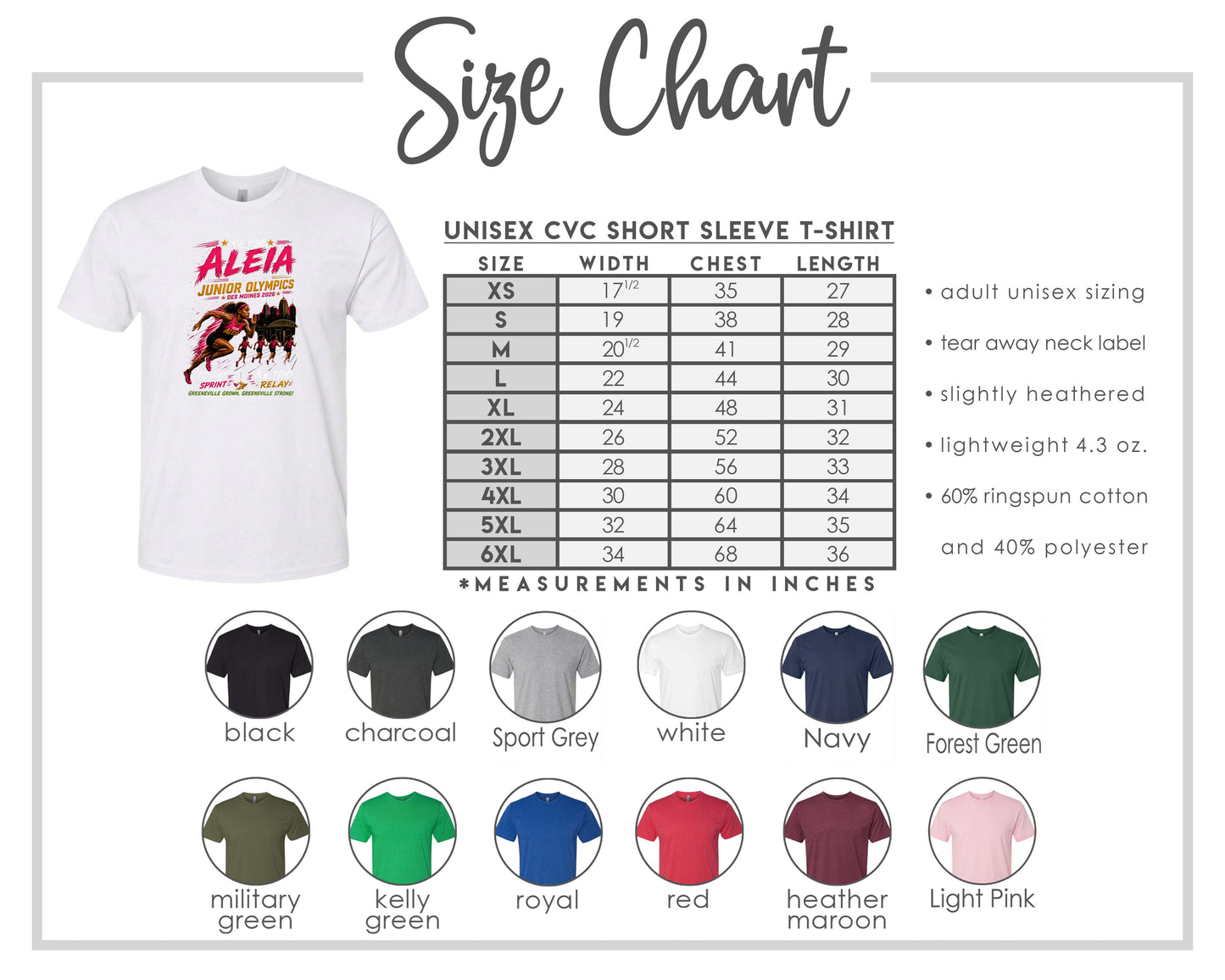 ADULT Team Aleia Full Chest Logo T Shirt | Hoodie | Long Sleeve | Sweatshirt | Crew Neck | Tank Top