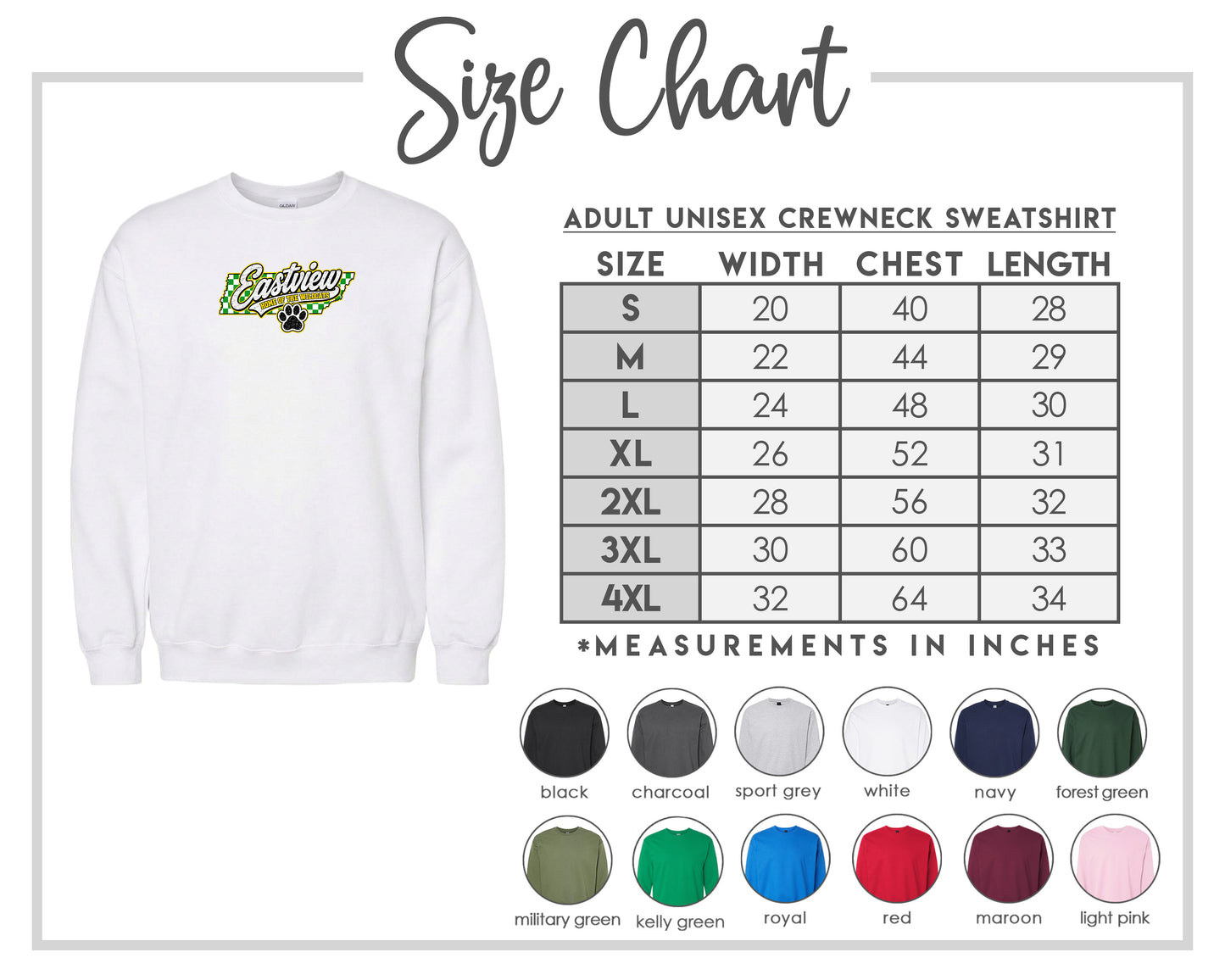 ADULT Eastview Home of the Wildcats Chest Logo T Shirt | Hoodie | Long Sleeve | Sweatshirt | Crew Neck | Tank Top 1