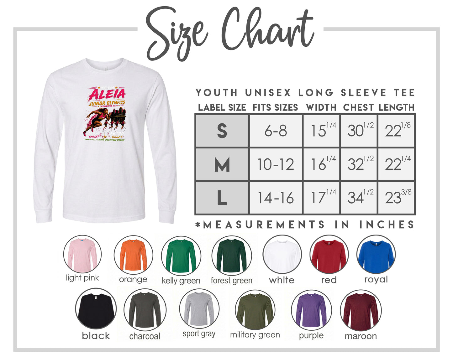 YOUTH Team Aleia Full Chest Logo T Shirt | Hoodie | Long Sleeve | Sweatshirt | Crew Neck | Tank Top