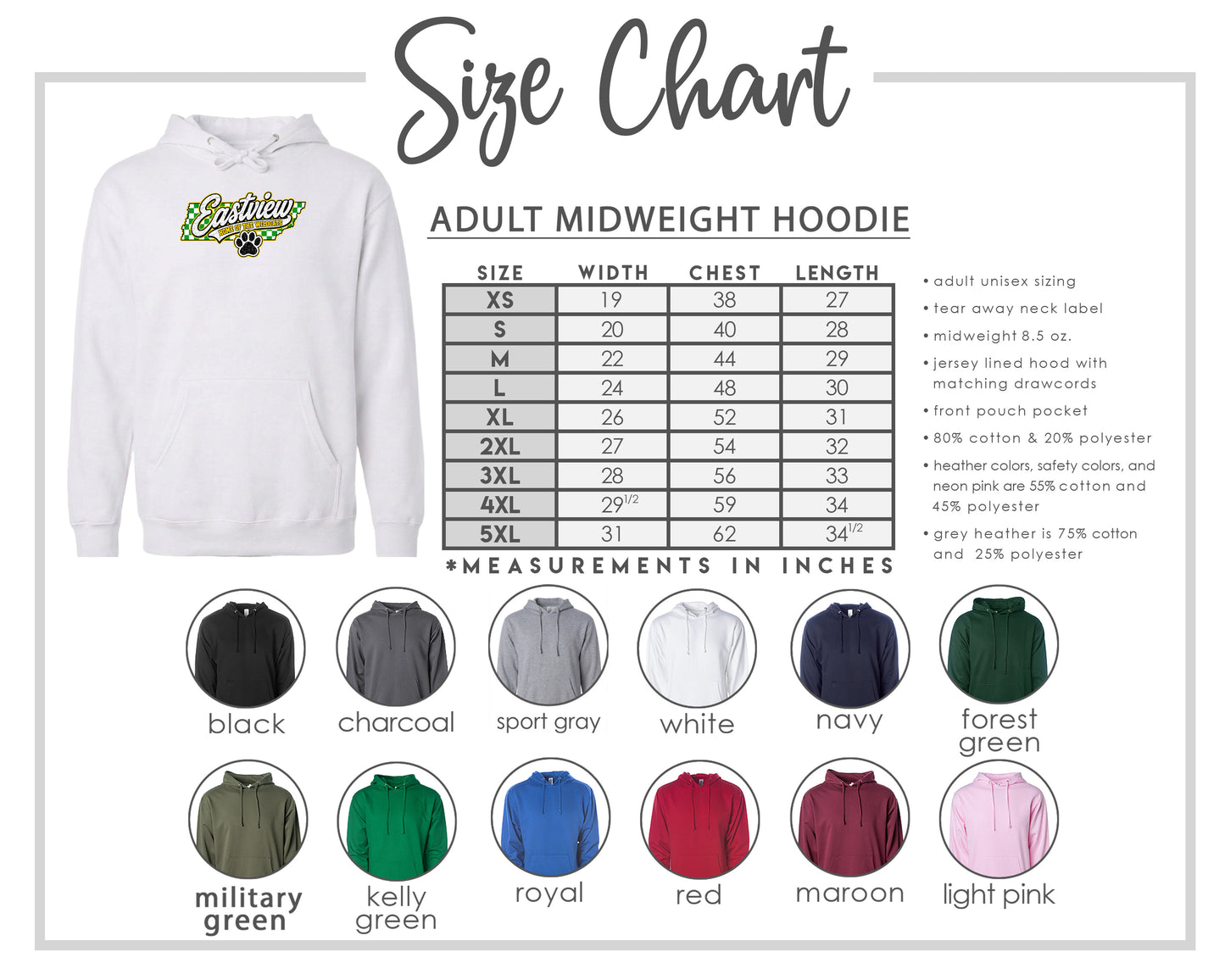 ADULT Eastview Home of the Wildcats Chest Logo T Shirt | Hoodie | Long Sleeve | Sweatshirt | Crew Neck | Tank Top 1