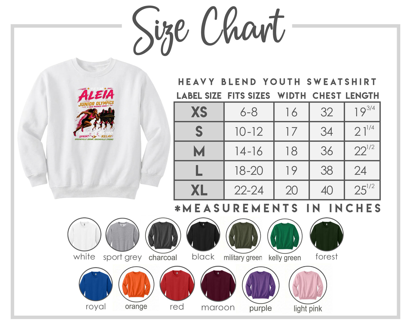 YOUTH Team Aleia Full Chest Logo T Shirt | Hoodie | Long Sleeve | Sweatshirt | Crew Neck | Tank Top