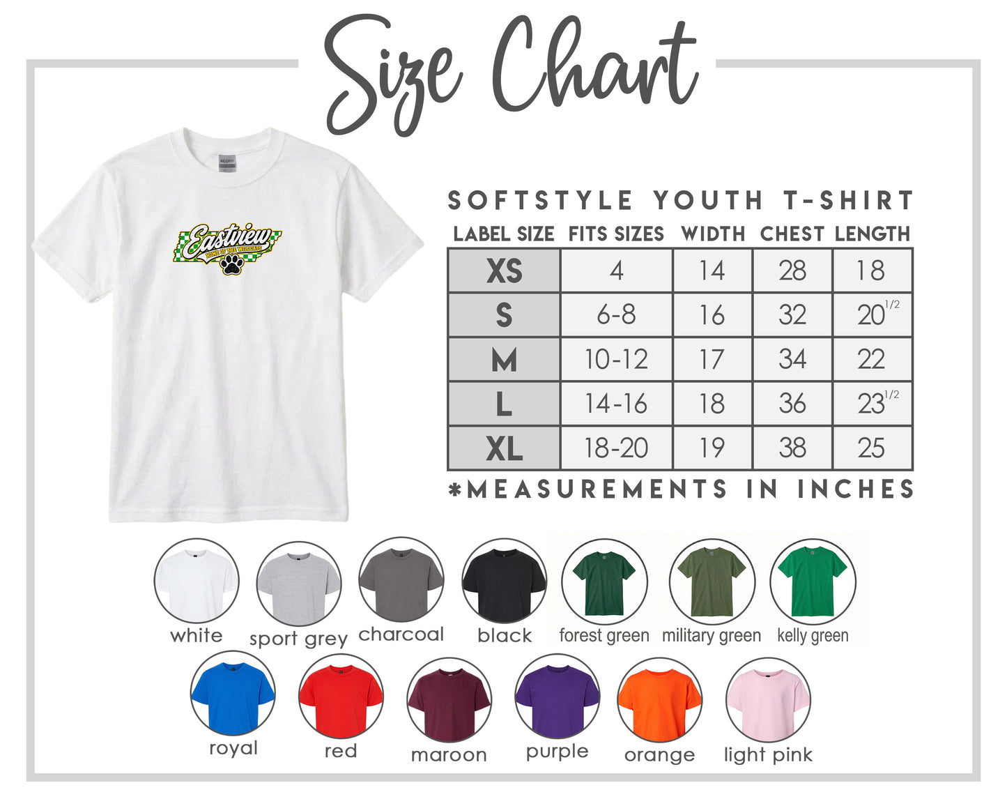 YOUTH Eastview Home of the Wildcats Chest Logo T Shirt | Hoodie | Long Sleeve | Sweatshirt | Crew Neck | Tank Top 1