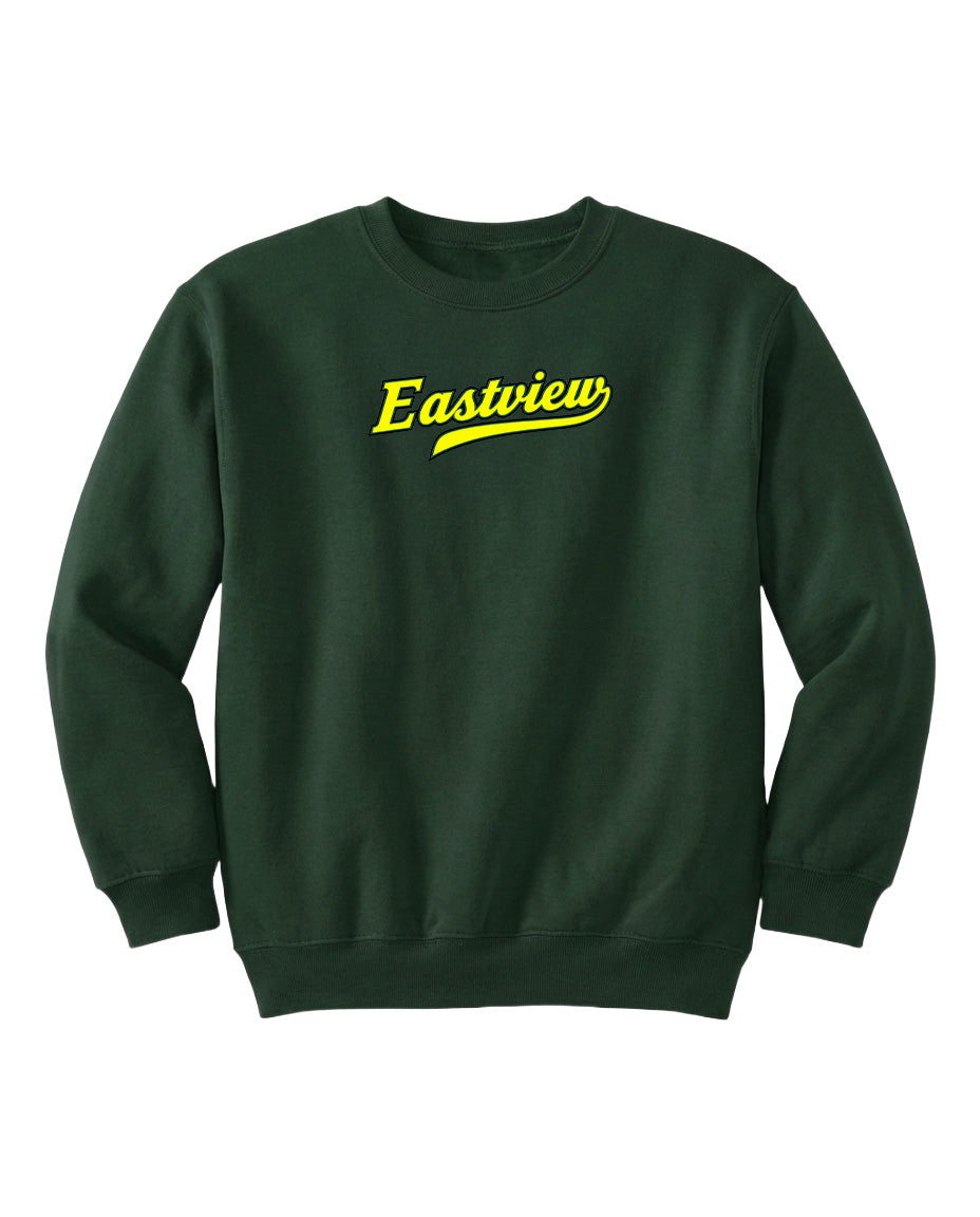 A dark green sweatshirt with the word "Eastview" printed in yellow on the front.