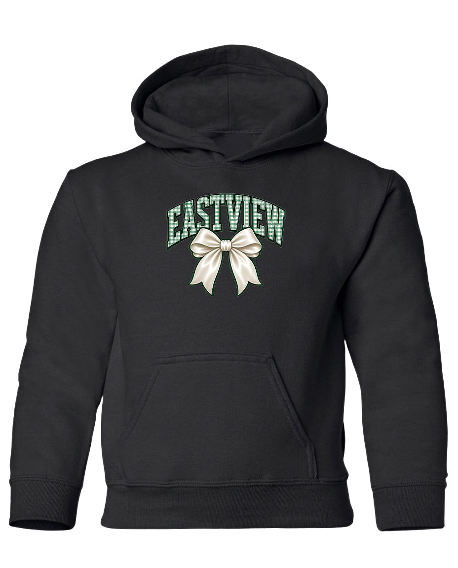 A black hoodie with a graphic design on the front.