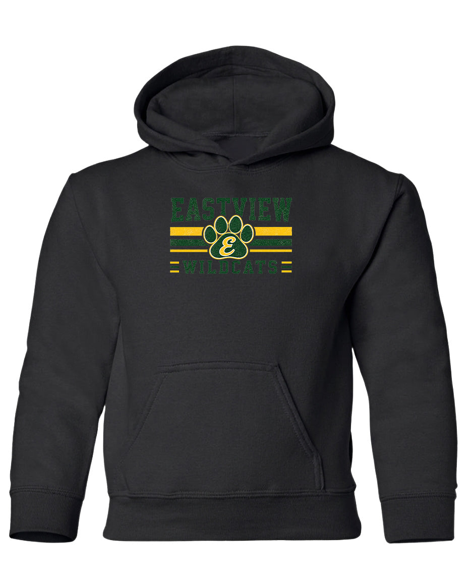 A black hoodie with a graphic design on the front.