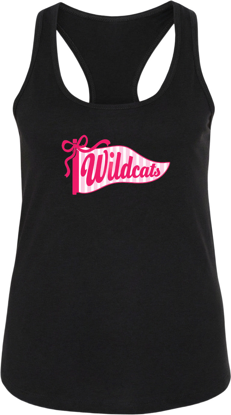 A black tank top with a pink banner that says "Wildcats" on it.