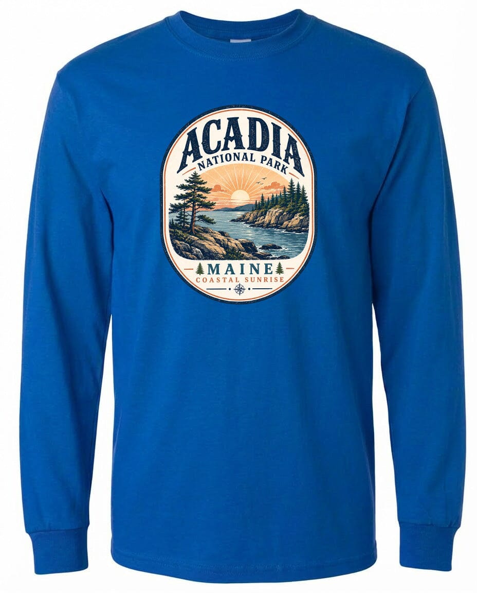 ADULT Acadia National Park Badge Chest Logo T Shirt | Hoodie | Long Sleeve | Sweatshirt | Crew Neck | Tank Top 2 Fiesta Doodle waterproof vinyl sticker. dishwasher safe outdoor sticker.