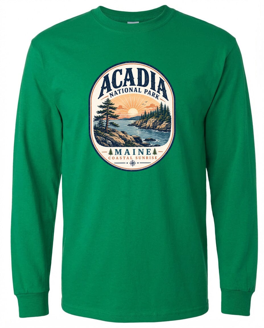 ADULT Acadia National Park Badge Chest Logo T Shirt | Hoodie | Long Sleeve | Sweatshirt | Crew Neck | Tank Top 2 Fiesta Doodle waterproof vinyl sticker. dishwasher safe outdoor sticker.
