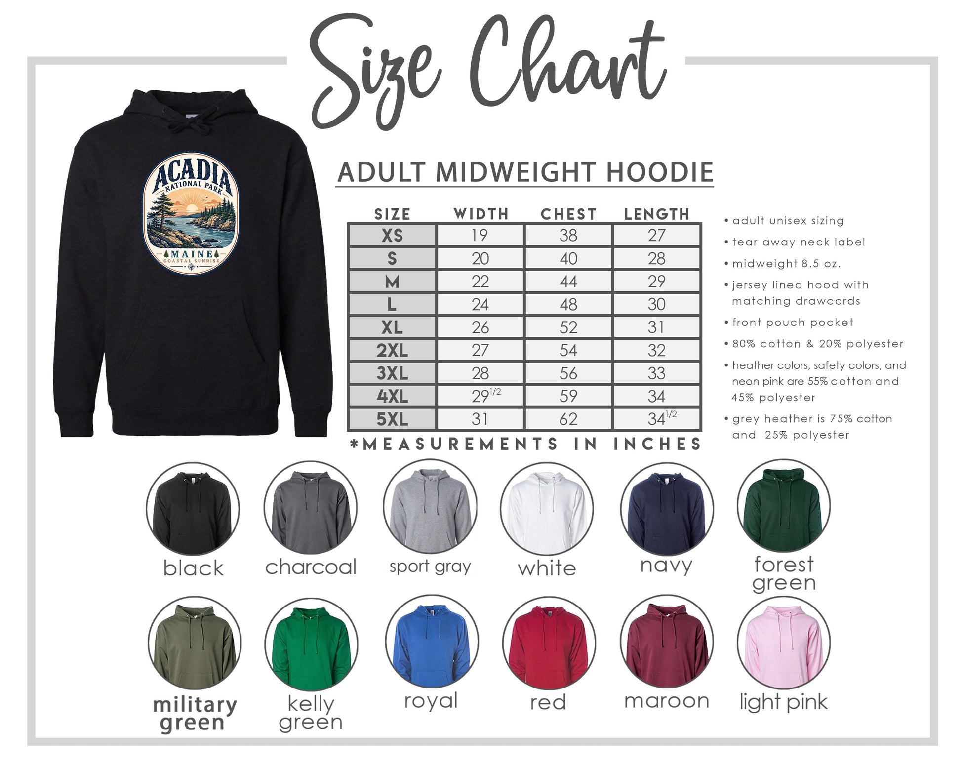 ADULT Acadia National Park Badge Chest Logo T Shirt | Hoodie | Long Sleeve | Sweatshirt | Crew Neck | Tank Top 2 Fiesta Doodle waterproof vinyl sticker. dishwasher safe outdoor sticker.