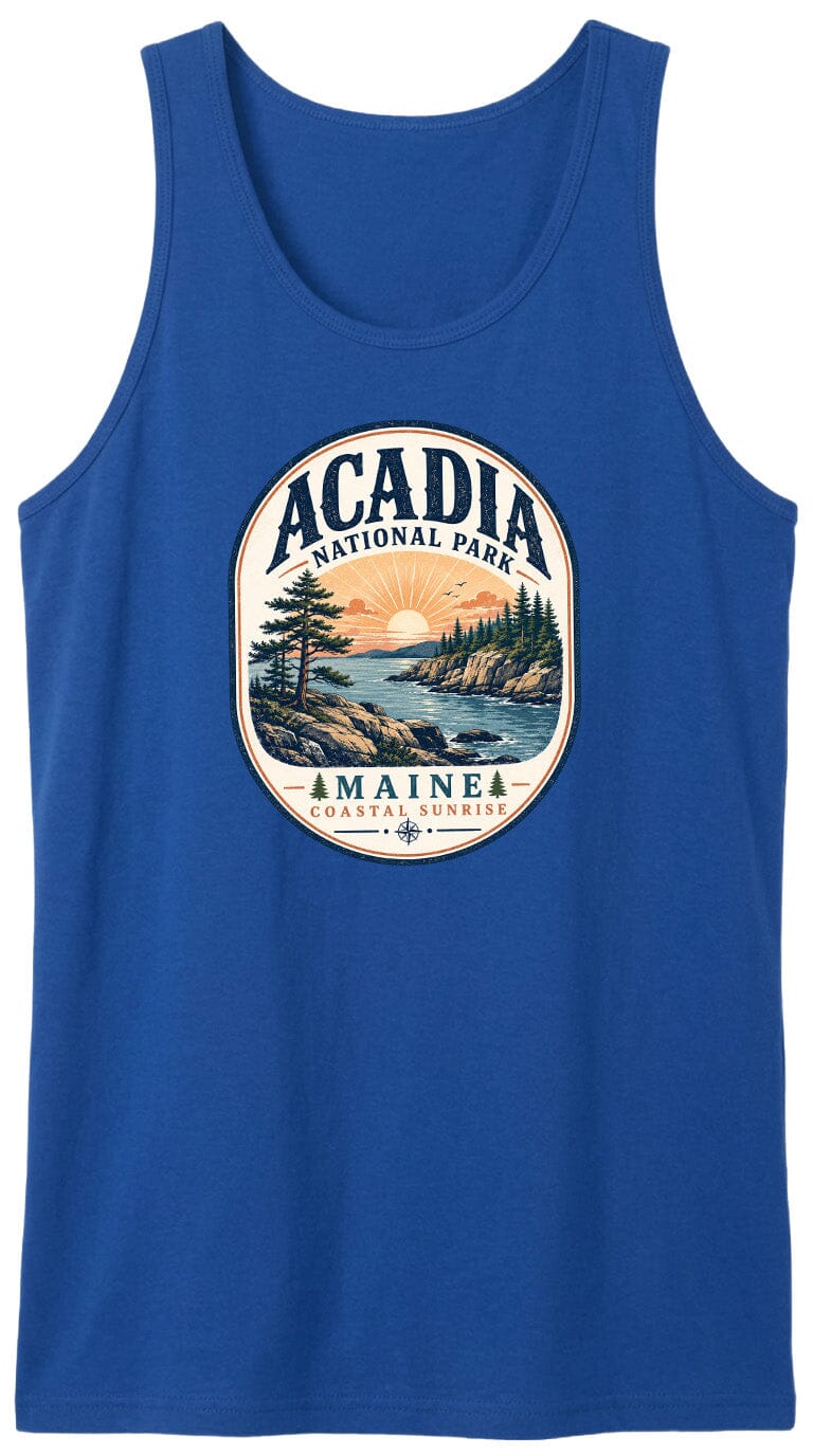ADULT Acadia National Park Badge Chest Logo T Shirt | Hoodie | Long Sleeve | Sweatshirt | Crew Neck | Tank Top 2 Fiesta Doodle waterproof vinyl sticker. dishwasher safe outdoor sticker.