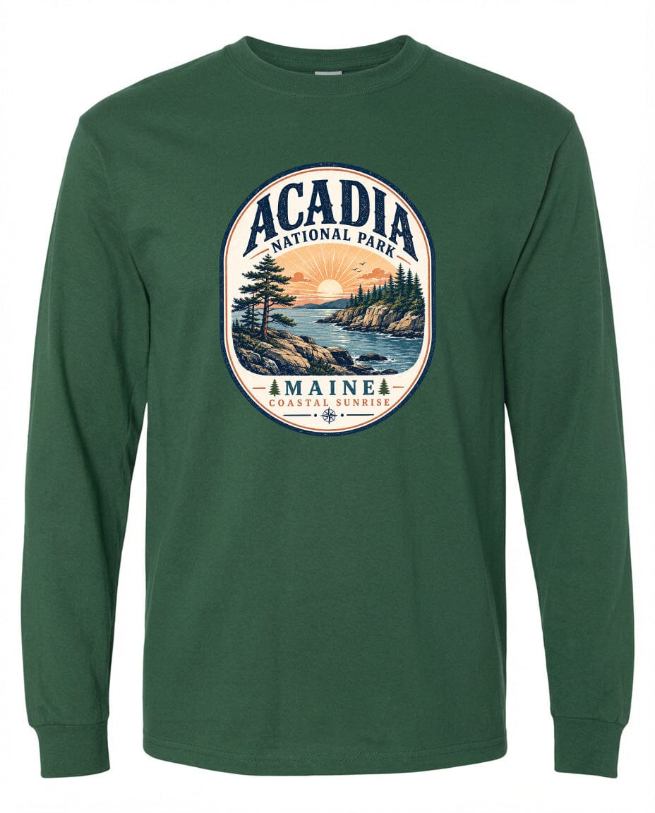 ADULT Acadia National Park Badge Chest Logo T Shirt | Hoodie | Long Sleeve | Sweatshirt | Crew Neck | Tank Top 2 Fiesta Doodle waterproof vinyl sticker. dishwasher safe outdoor sticker.