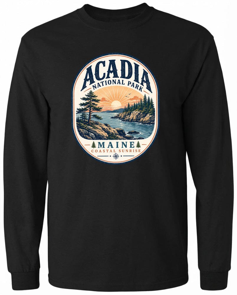 ADULT Acadia National Park Badge Chest Logo T Shirt | Hoodie | Long Sleeve | Sweatshirt | Crew Neck | Tank Top 2 Fiesta Doodle waterproof vinyl sticker. dishwasher safe outdoor sticker.