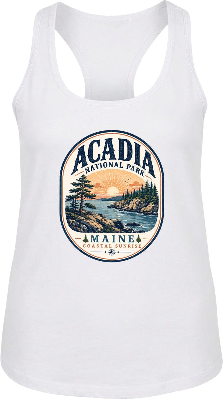 ADULT Acadia National Park Badge Chest Logo T Shirt | Hoodie | Long Sleeve | Sweatshirt | Crew Neck | Tank Top 2 Fiesta Doodle waterproof vinyl sticker. dishwasher safe outdoor sticker.