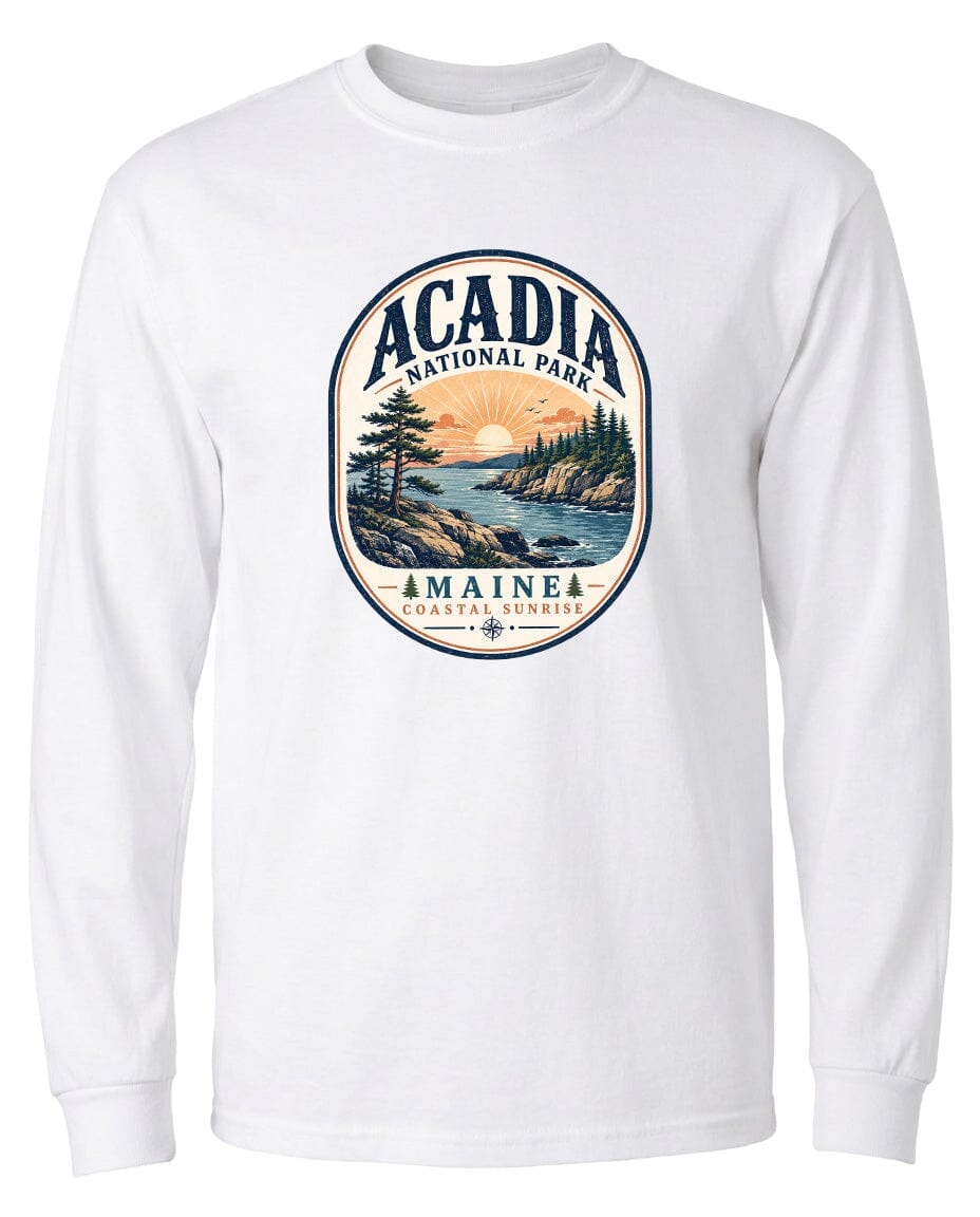 ADULT Acadia National Park Badge Chest Logo T Shirt | Hoodie | Long Sleeve | Sweatshirt | Crew Neck | Tank Top 2 Fiesta Doodle waterproof vinyl sticker. dishwasher safe outdoor sticker.