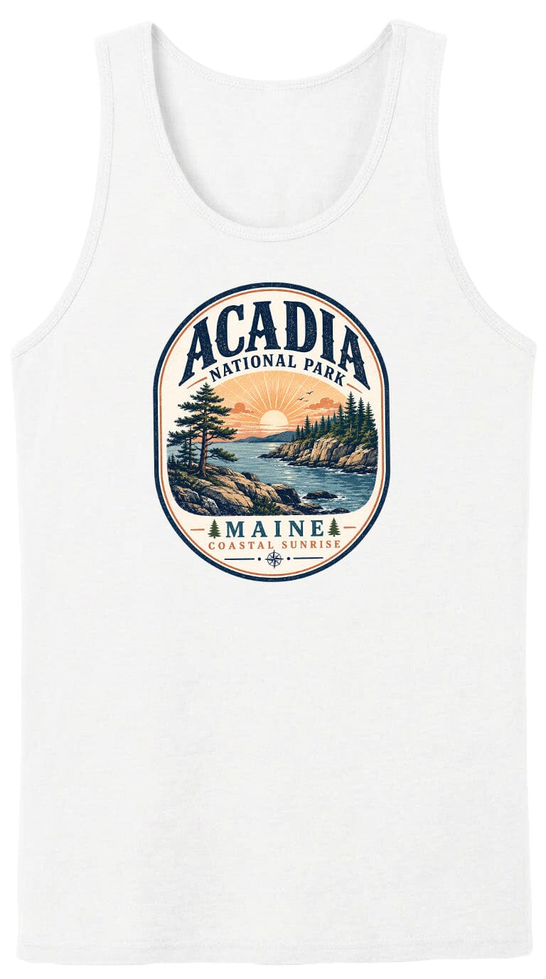 ADULT Acadia National Park Badge Chest Logo T Shirt | Hoodie | Long Sleeve | Sweatshirt | Crew Neck | Tank Top 2 Fiesta Doodle waterproof vinyl sticker. dishwasher safe outdoor sticker.