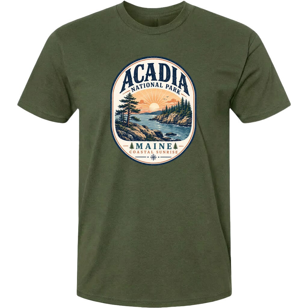 ADULT Acadia National Park Badge Chest Logo T Shirt | Hoodie | Long Sleeve | Sweatshirt | Crew Neck | Tank Top 2 Fiesta Doodle waterproof vinyl sticker. dishwasher safe outdoor sticker.