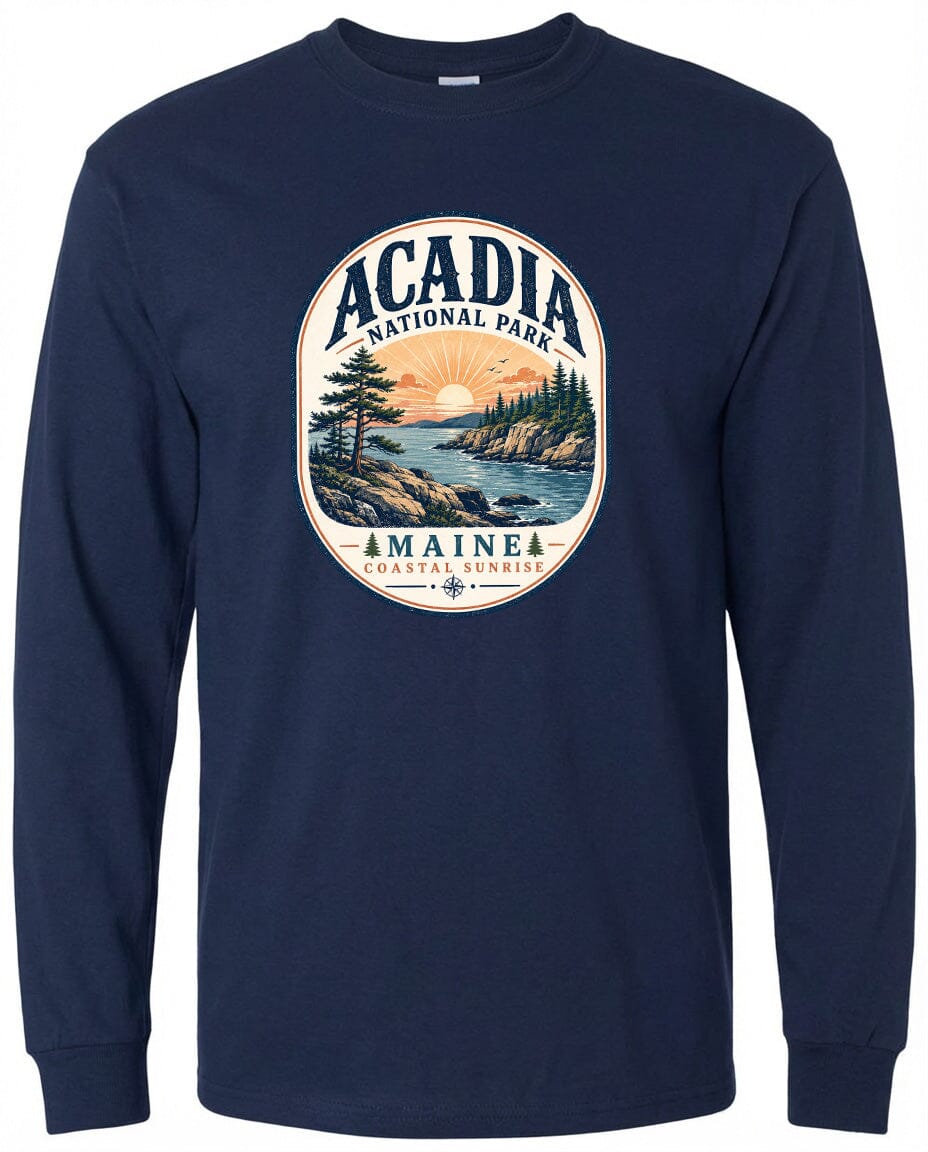 ADULT Acadia National Park Badge Chest Logo T Shirt | Hoodie | Long Sleeve | Sweatshirt | Crew Neck | Tank Top 2 Fiesta Doodle waterproof vinyl sticker. dishwasher safe outdoor sticker.