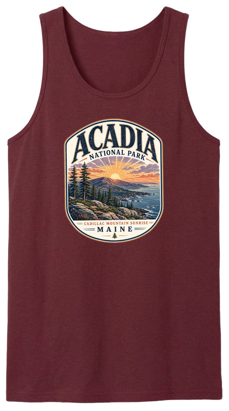 ADULT Acadia National Park Chest Logo T Shirt | Hoodie | Long Sleeve | Sweatshirt | Crew Neck | Tank Top 1 Fiesta Doodle waterproof vinyl sticker. dishwasher safe outdoor sticker.