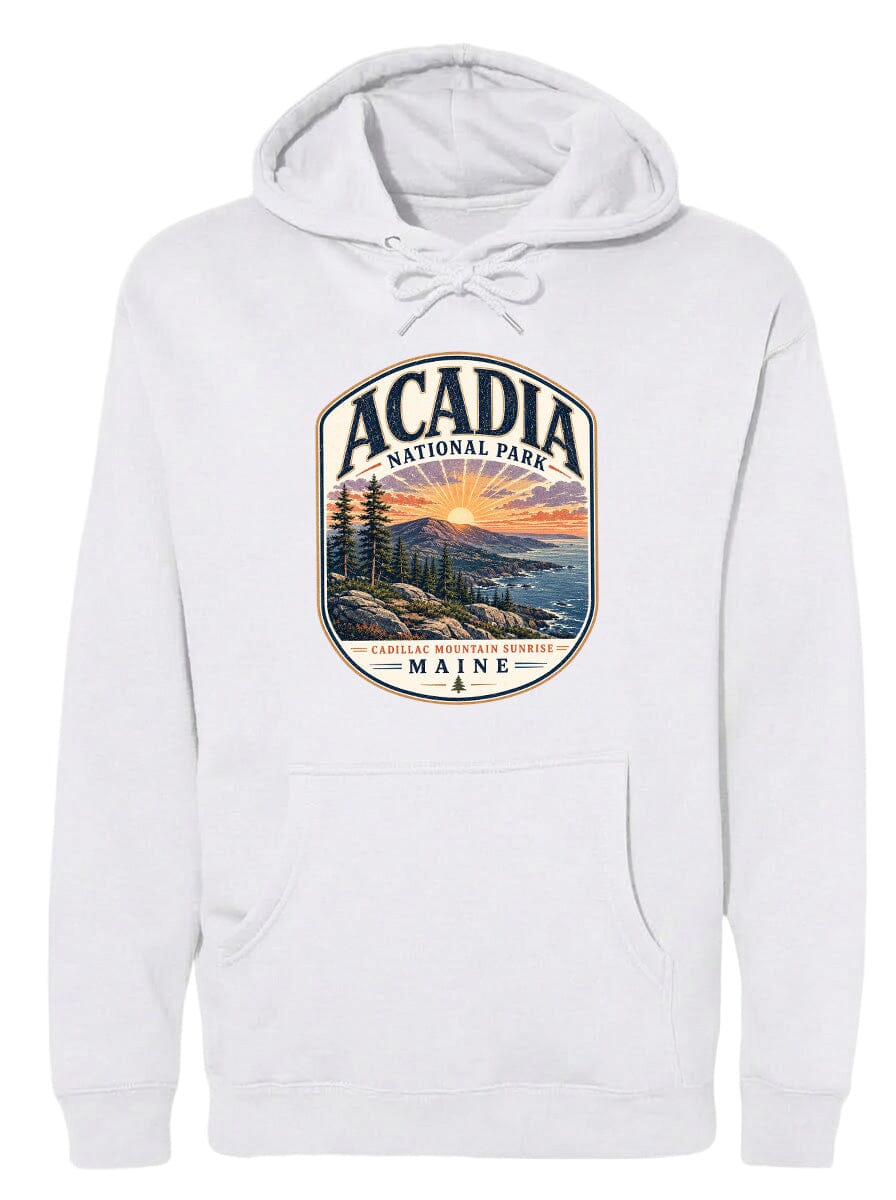ADULT Acadia National Park Chest Logo T Shirt | Hoodie | Long Sleeve | Sweatshirt | Crew Neck | Tank Top 1 Fiesta Doodle waterproof vinyl sticker. dishwasher safe outdoor sticker.