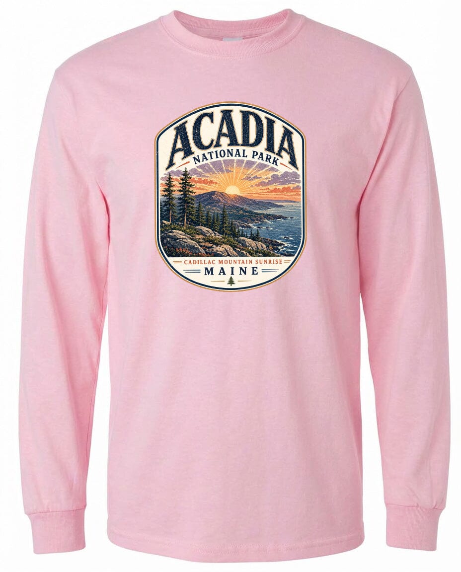 ADULT Acadia National Park Chest Logo T Shirt | Hoodie | Long Sleeve | Sweatshirt | Crew Neck | Tank Top 1 Fiesta Doodle waterproof vinyl sticker. dishwasher safe outdoor sticker.