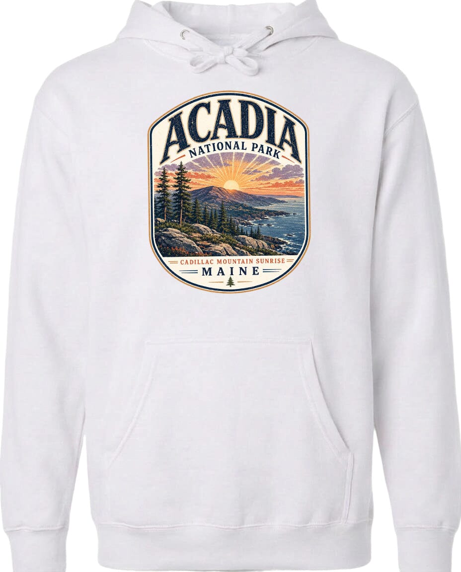 ADULT Acadia National Park Chest Logo T Shirt | Hoodie | Long Sleeve | Sweatshirt | Crew Neck | Tank Top 1 Fiesta Doodle waterproof vinyl sticker. dishwasher safe outdoor sticker.