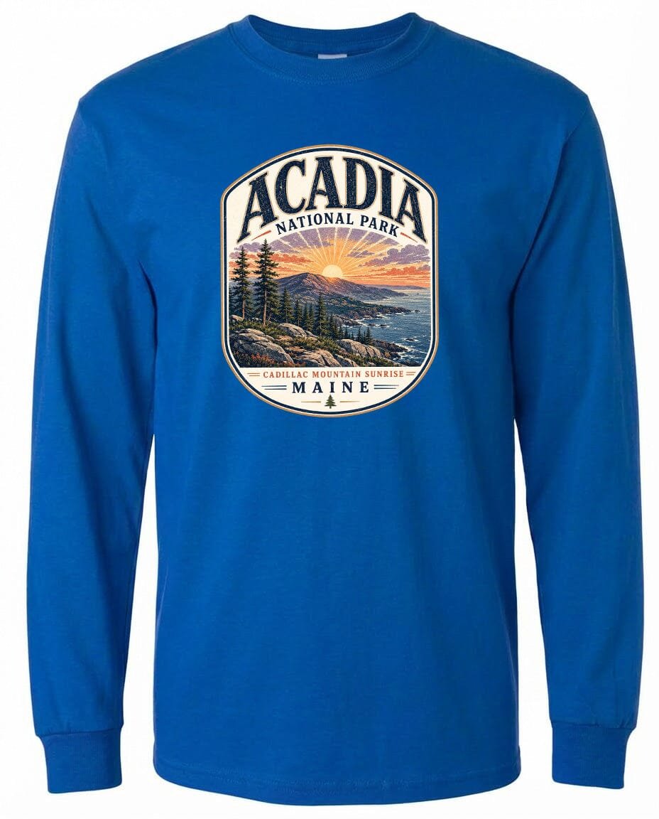 ADULT Acadia National Park Chest Logo T Shirt | Hoodie | Long Sleeve | Sweatshirt | Crew Neck | Tank Top 1 Fiesta Doodle waterproof vinyl sticker. dishwasher safe outdoor sticker.