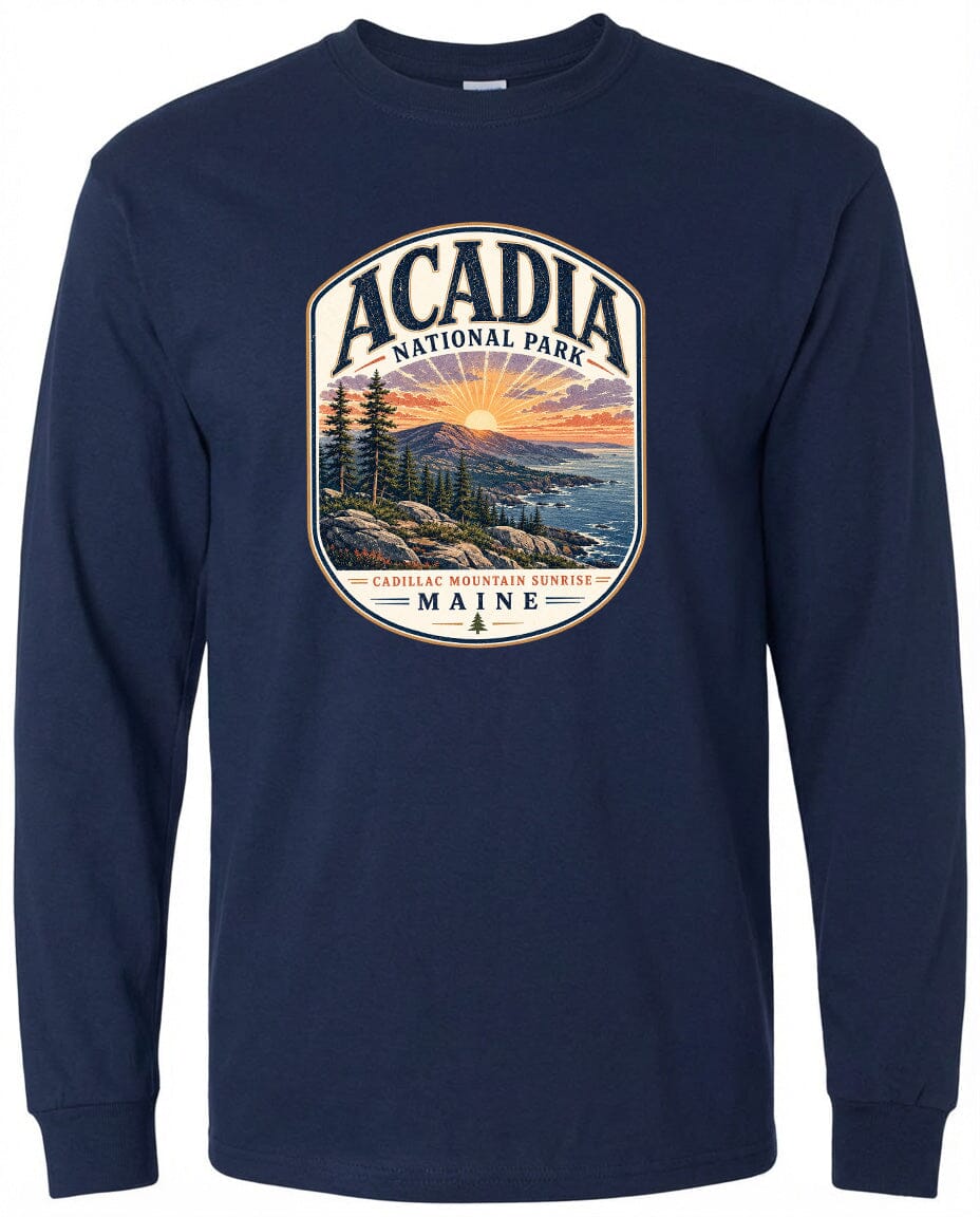 ADULT Acadia National Park Chest Logo T Shirt | Hoodie | Long Sleeve | Sweatshirt | Crew Neck | Tank Top 1 Fiesta Doodle waterproof vinyl sticker. dishwasher safe outdoor sticker.