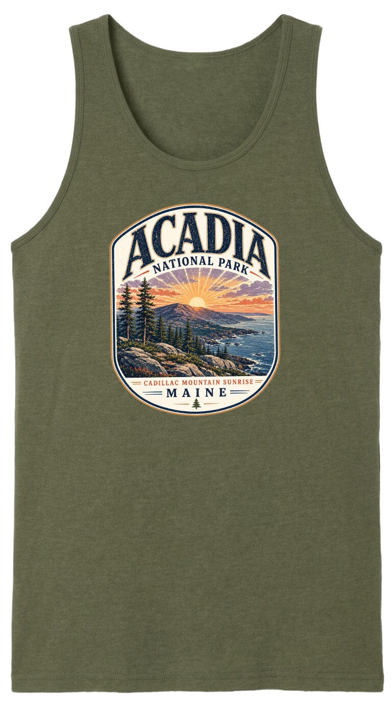 ADULT Acadia National Park Chest Logo T Shirt | Hoodie | Long Sleeve | Sweatshirt | Crew Neck | Tank Top 1 Fiesta Doodle waterproof vinyl sticker. dishwasher safe outdoor sticker.