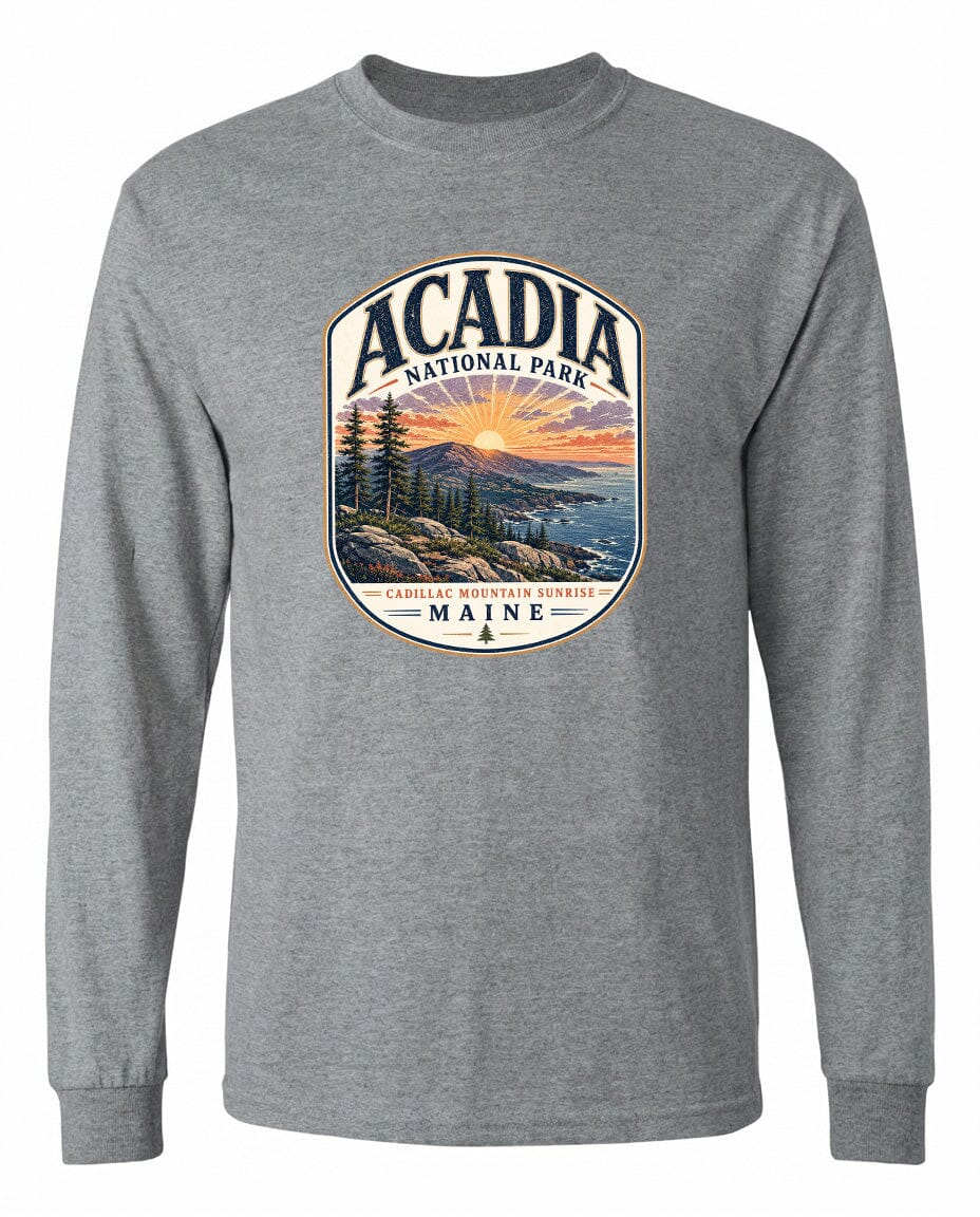 ADULT Acadia National Park Chest Logo T Shirt | Hoodie | Long Sleeve | Sweatshirt | Crew Neck | Tank Top 1 Fiesta Doodle waterproof vinyl sticker. dishwasher safe outdoor sticker.