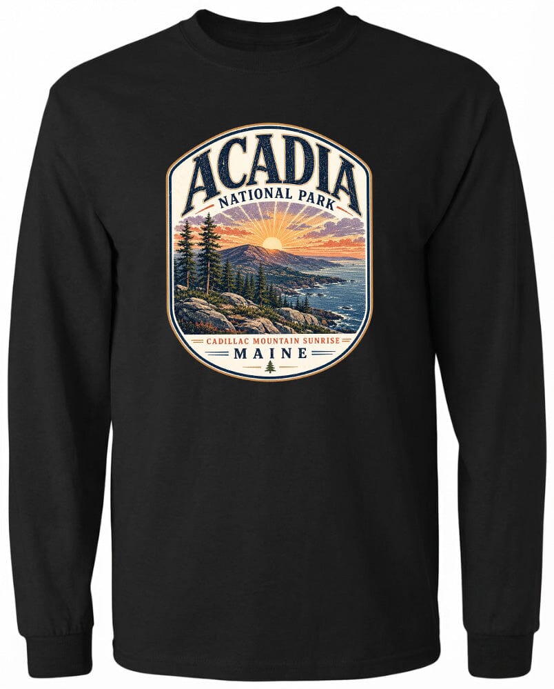 ADULT Acadia National Park Chest Logo T Shirt | Hoodie | Long Sleeve | Sweatshirt | Crew Neck | Tank Top 1 Fiesta Doodle waterproof vinyl sticker. dishwasher safe outdoor sticker.