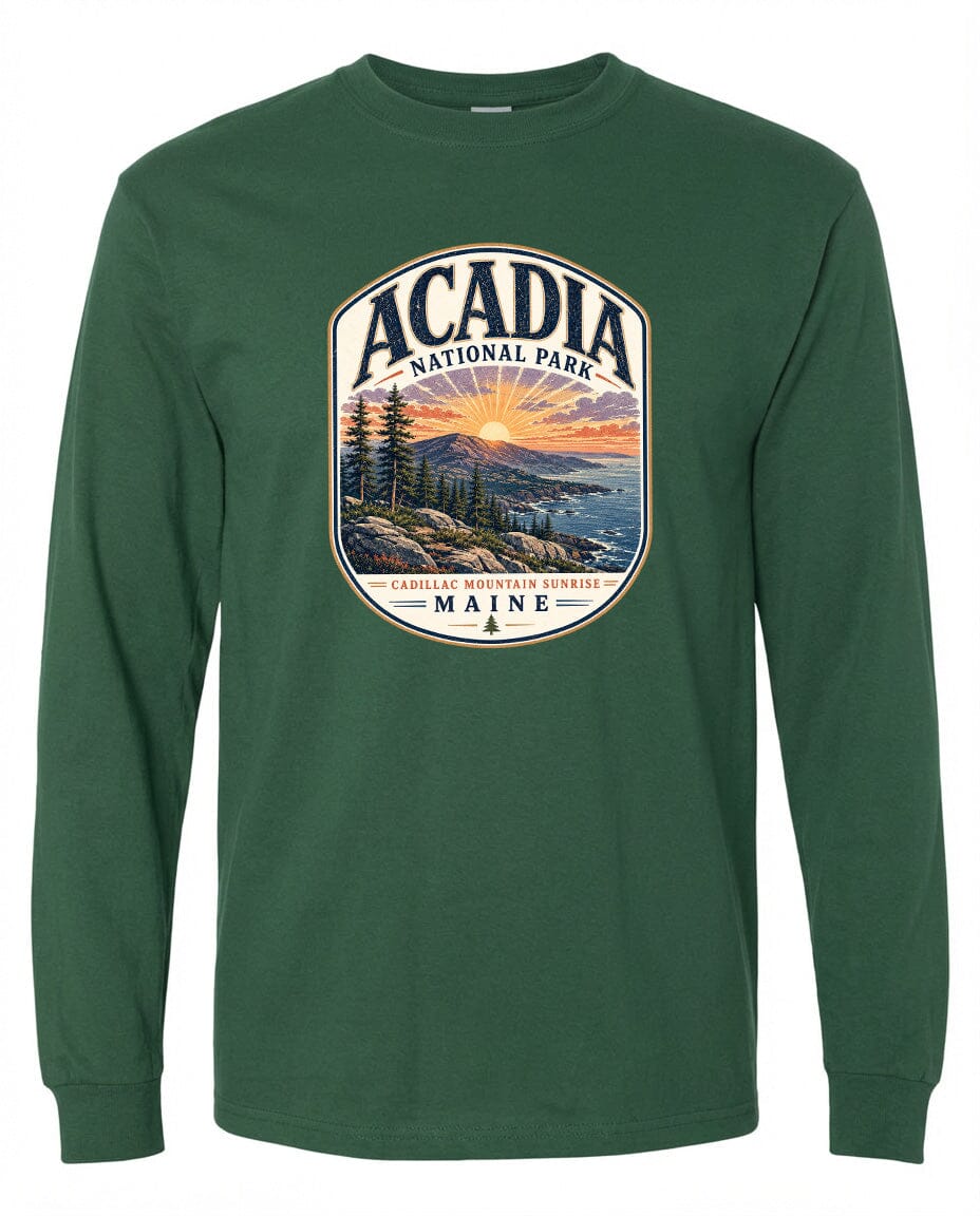 ADULT Acadia National Park Chest Logo T Shirt | Hoodie | Long Sleeve | Sweatshirt | Crew Neck | Tank Top 1 Fiesta Doodle waterproof vinyl sticker. dishwasher safe outdoor sticker.