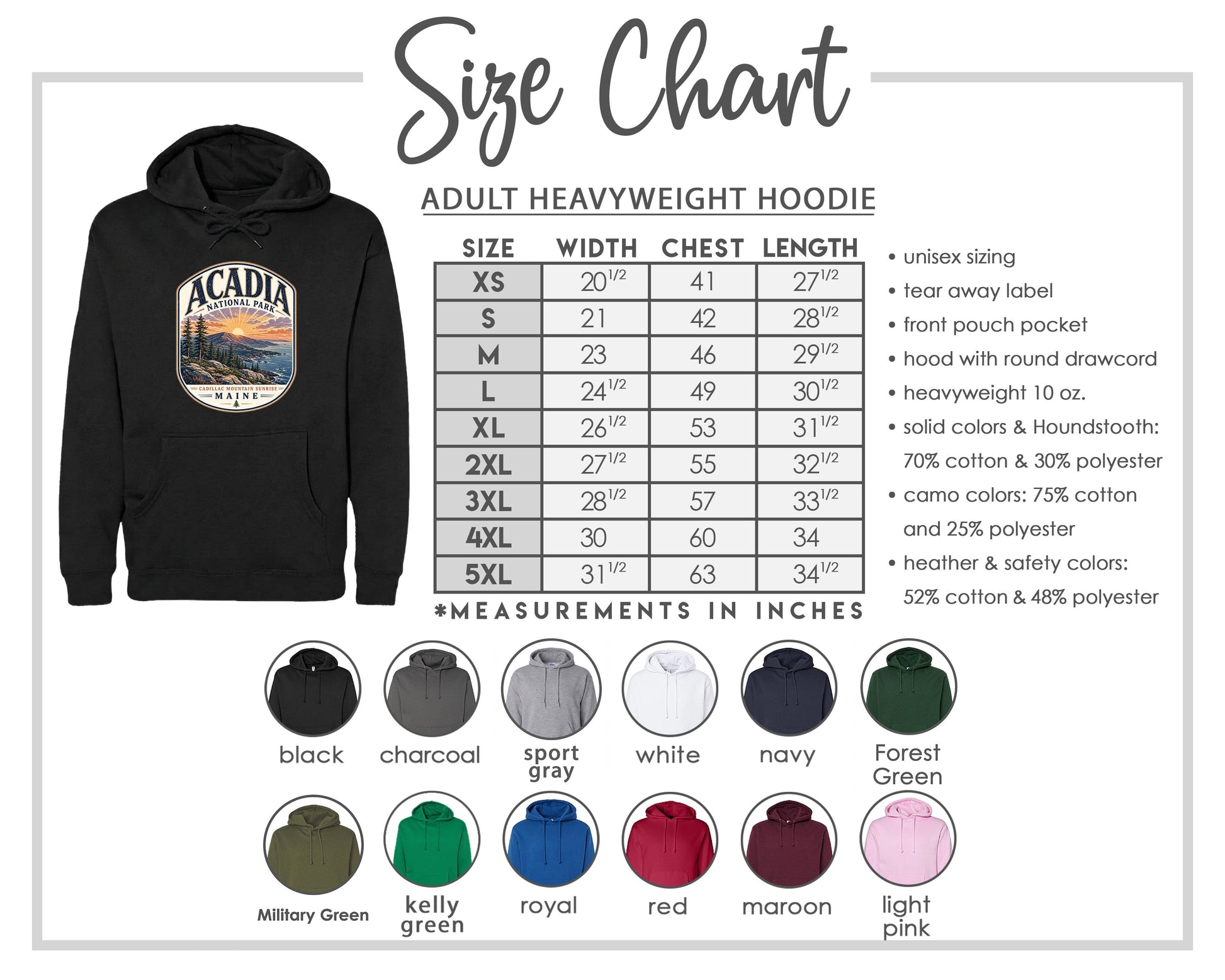 ADULT Acadia National Park Chest Logo T Shirt | Hoodie | Long Sleeve | Sweatshirt | Crew Neck | Tank Top 1 Fiesta Doodle waterproof vinyl sticker. dishwasher safe outdoor sticker.